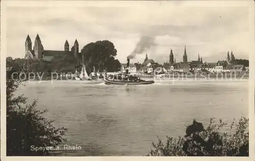 Speyer Rhein Dampfer Dom Segelboot Kat. Speyer