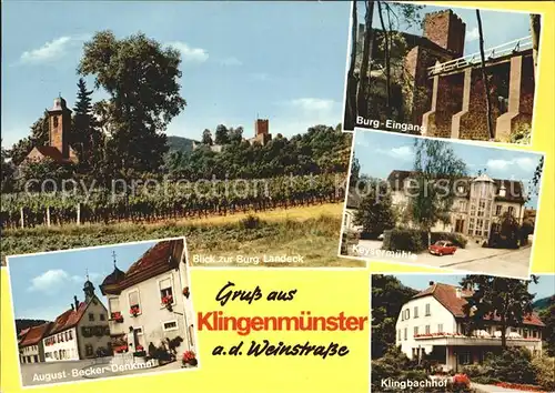 Klingenmuenster Burgeingang Keysermuehle Klingbachhof August Becker Denkmal Kat. Klingenmuenster