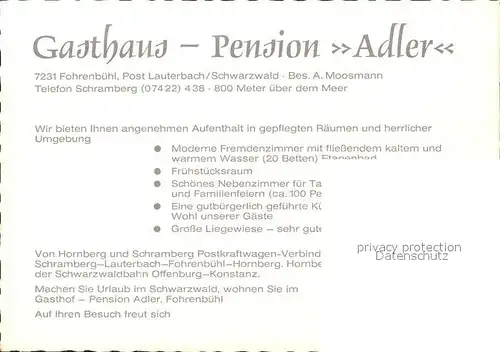 Fohrenbuehl Gasthaus Pension Adler Kat. Lauterbach
