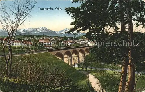 Traunstein Oberbayern Bruecke Alpen  Kat. Traunstein