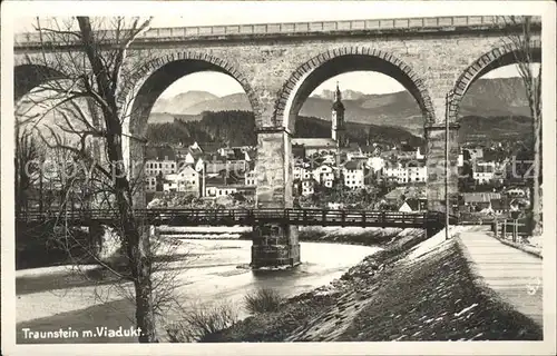 Traunstein Oberbayern Viadukt Bruecke Kirche Kat. Traunstein