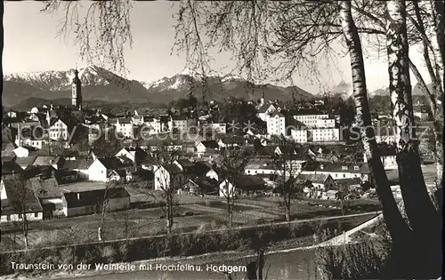 Traunstein Oberbayern v.d. Weinleite Hochfelln Hochgern Kat. Traunstein