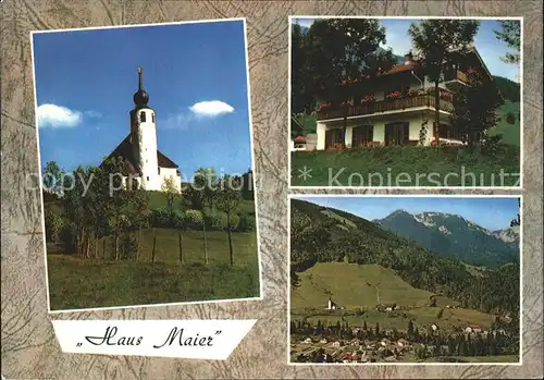 Weissbach Alpenstrasse Haus Maier Kirche Teilansicht Kat. Schneizlreuth