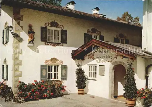 Ising Chiemsee Gutsgasthof zum goldenen Pflug Eingan St. Peter Haus Kat. Chieming