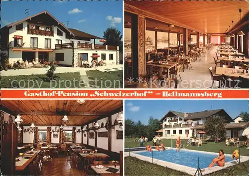 Hellmannsberg Waging See Gasthof Pension Schweizerhof Schwimmbad Speisesaal Kat. Wonneberg