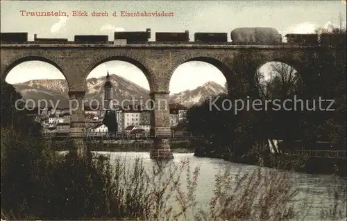 Traunstein Oberbayern Eisenbahnviadukt Kat. Traunstein