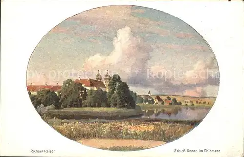 Seeon-Seebruck Schloss Kuenstlerkarte Richard Kaiser / Seeon-Seebruck /Traunstein LKR