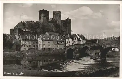 Runkel Lahn Schloss und Lahnbruecke Kat. Runkel