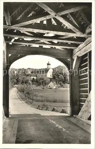 Beuron Donautal Holzbruecke Abteikirche / Beuron /Sigmaringen LKR