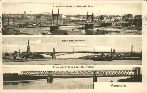 Mannheim Friedrichsbruecke Neckarbruecke Eisenbahnbruecke Kat. Mannheim