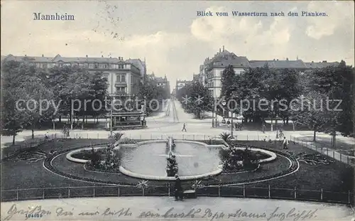 Mannheim Blick vom Wassterturm nach den Planken Kat. Mannheim