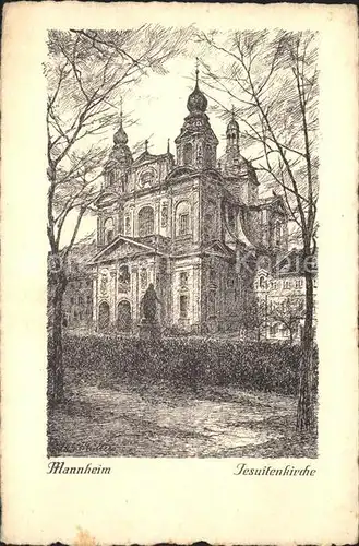 Mannheim Jesuitenkirche Zeichnung Kat. Mannheim