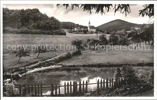 Schwarzenberg Baiersbronn Kirche Teich Kat. Baiersbronn