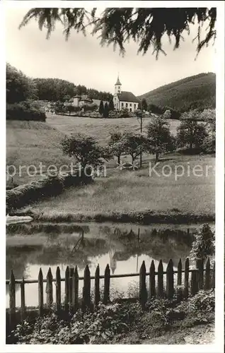 Schwarzenberg Baiersbronn Kirche Teich Kat. Baiersbronn