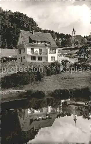 Schwarzenberg Baiersbronn Pension Haus Ziefle Teich Kirche Kat. Baiersbronn