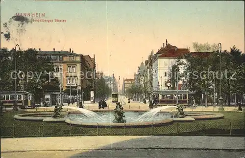 Mannheim Heidelberger Strasse Brunnen Strassenbahn Kat. Mannheim