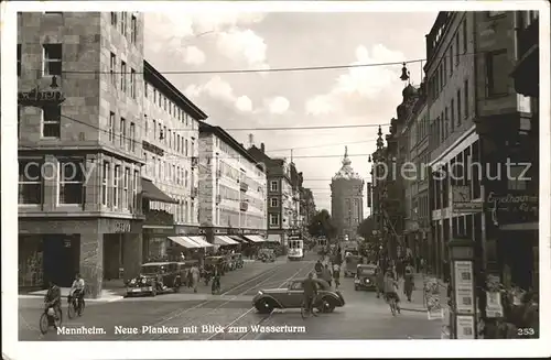 Mannheim Neue Planken Blick Wasserturm Strassenbahn Kat. Mannheim