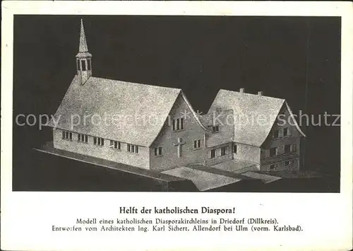 Liggeringen Modell Katholische Diasporakirchleins Diedorf Kat. Radolfzell am Bodensee