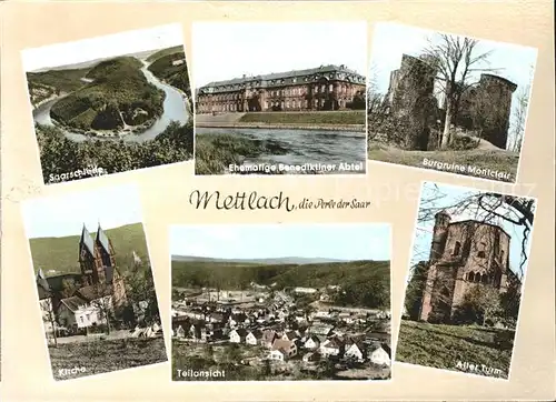 Mettlach Burgruine Montclair Alte Turm Kirche Saarschleife  Kat. Mettlach