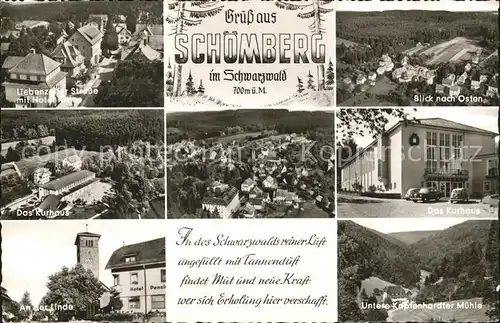 Schoemberg Schwarzwald Liebenzeller Str Panorama Kurhaus An der Linde Kapfenhardter Muehle Kat. Schoemberg