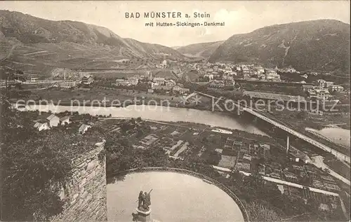 Bad Muenster Stein Ebernburg Panorama mit Hutten Sickingen Denkmal / Bad Muenster am Stein-Ebernburg /Bad Kreuznach LKR