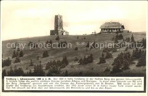 Feldberg Schwarzwald Feldbergturm mit Gasthaus Kat. Feldberg (Schwarzwald)