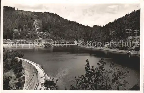 Schluchsee mit Kraftwerk Schwarzabruck und Staumauer Kat. Schluchsee