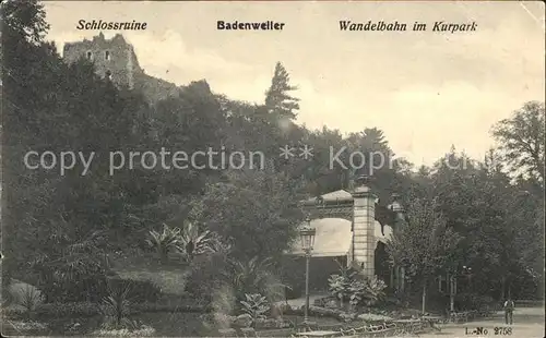 Badenweiler Schlossruine Wandelbahn im Kurhpark Kat. Badenweiler
