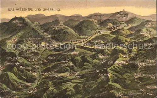 Feldberg Schwarzwald Panoramkarte mit Wiesental Kat. Feldberg (Schwarzwald)