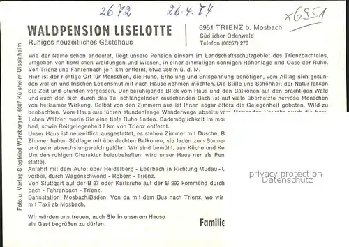 Trienz Waldpension Liselotte Kat. Fahrenbach