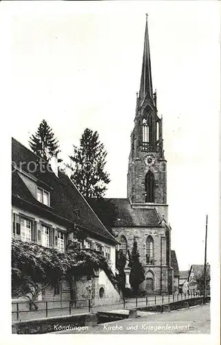 Koendringen Kirche Kriegerdenkmal Kat. Teningen