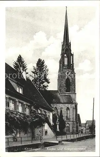 Koendringen Kirche Kriegerdenkmal Kat. Teningen