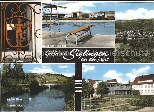 Siglingen Kunstwerk Schule Schwimmbad Jagstbruecke Kat. Neudenau