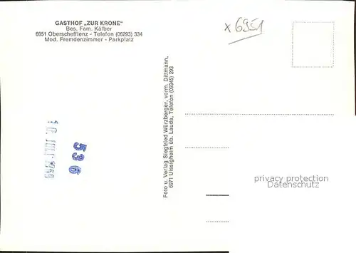 Oberschefflenz Gasthof Zur Krone  Kat. Schefflenz