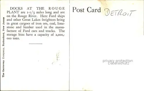 Detroit Michigan Ford Motor Company Rouge Plant Docks Kat. Detroit