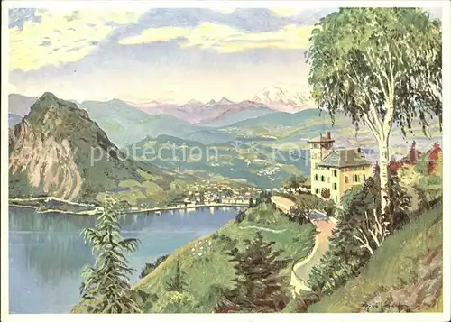 Monte Bre Lugano Berghotel Bre Kuenstlerkarte Kat. Monte Bre