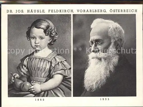 Feldkirch Vorarlberg Dr. Jos. Haeusle Portraits um 1860 und 1935 Kat. Feldkirch