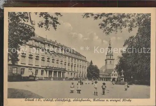 Erbach Odenwald Schloss Schlossplatz Schlosswache Rathaus  Kat. Erbach