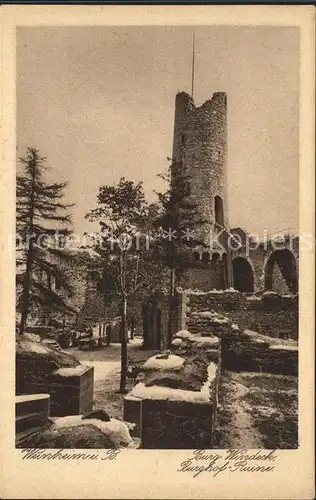 Weinheim Bergstrasse Burg Windeck Burghof Ruine Kat. Weinheim