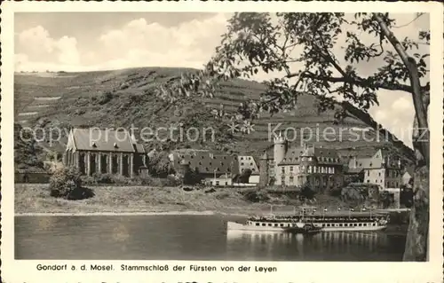Gondorf Mosel Stammschloss der Fuersten von der Leyen Seitenraddampfer / Kobern-Gondorf /Mayen-Koblenz LKR