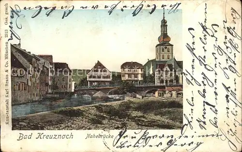 Bad Kreuznach Nahebruecke Goldfensterkarte Kat. Bad Kreuznach