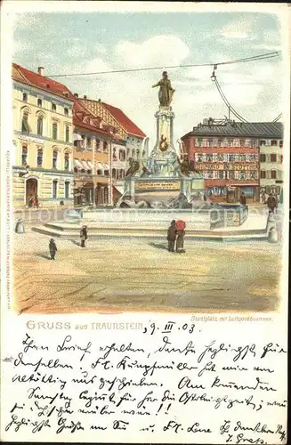 Traunstein Oberbayern Stadtplatz Luitpoldbrunnen Kat. Traunstein