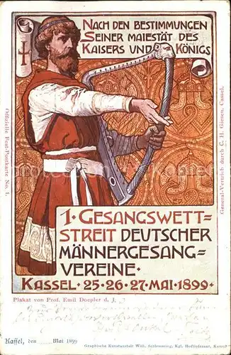 Kassel Harfe Gesangswettstreit Maennergesang Vereine  Kat. Kassel