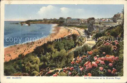 Biarritz Pyrenees Atlantiques Les Hortensias et la Grande Plage Kat. Biarritz