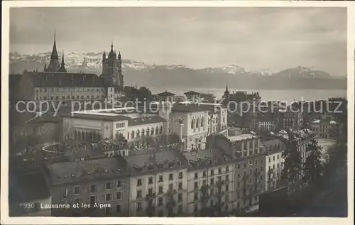Lausanne VD Vue generale Lac Leman et les Alpes / Lausanne /Bz. Lausanne City