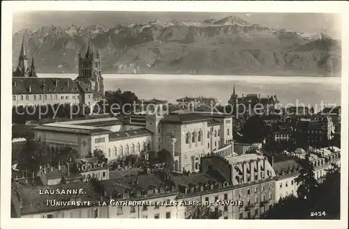 Lausanne VD Universite Cathedrale et les Alpes de Savoie Lac Leman / Lausanne /Bz. Lausanne City