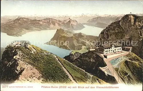 Pilatus Kulm mit Blick auf Vierwaldstaettersee Alpenpanorama Kat. Pilatus Kulm