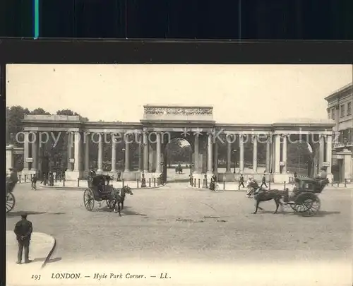 London Hyde Park Corner Pferdedroschke Kat. City of London