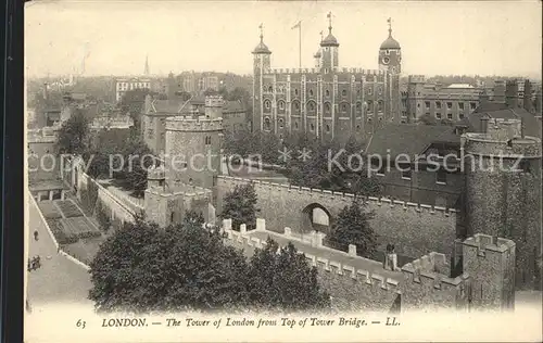 London Tower of London view from Tower Bridge Kat. City of London