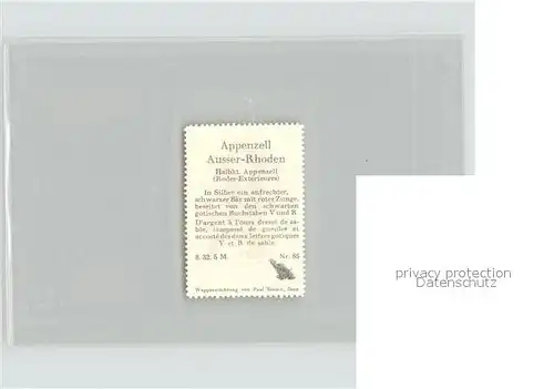 Appenzell IR Briefmarke Wappen Kat. Appenzell